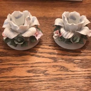 Blossom Porcelain Bisque Candle Holders